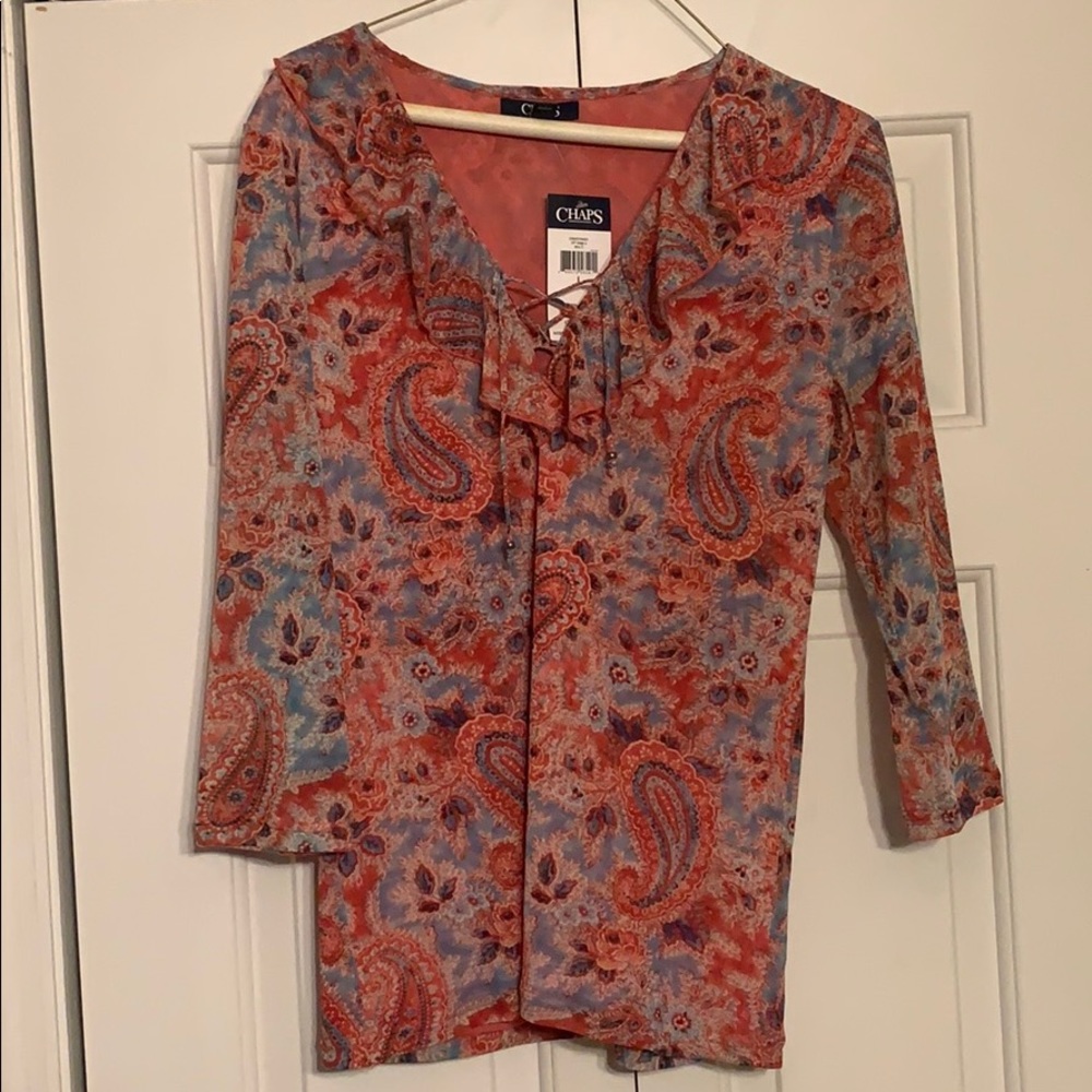 Chaps 3/4 sleeve large top